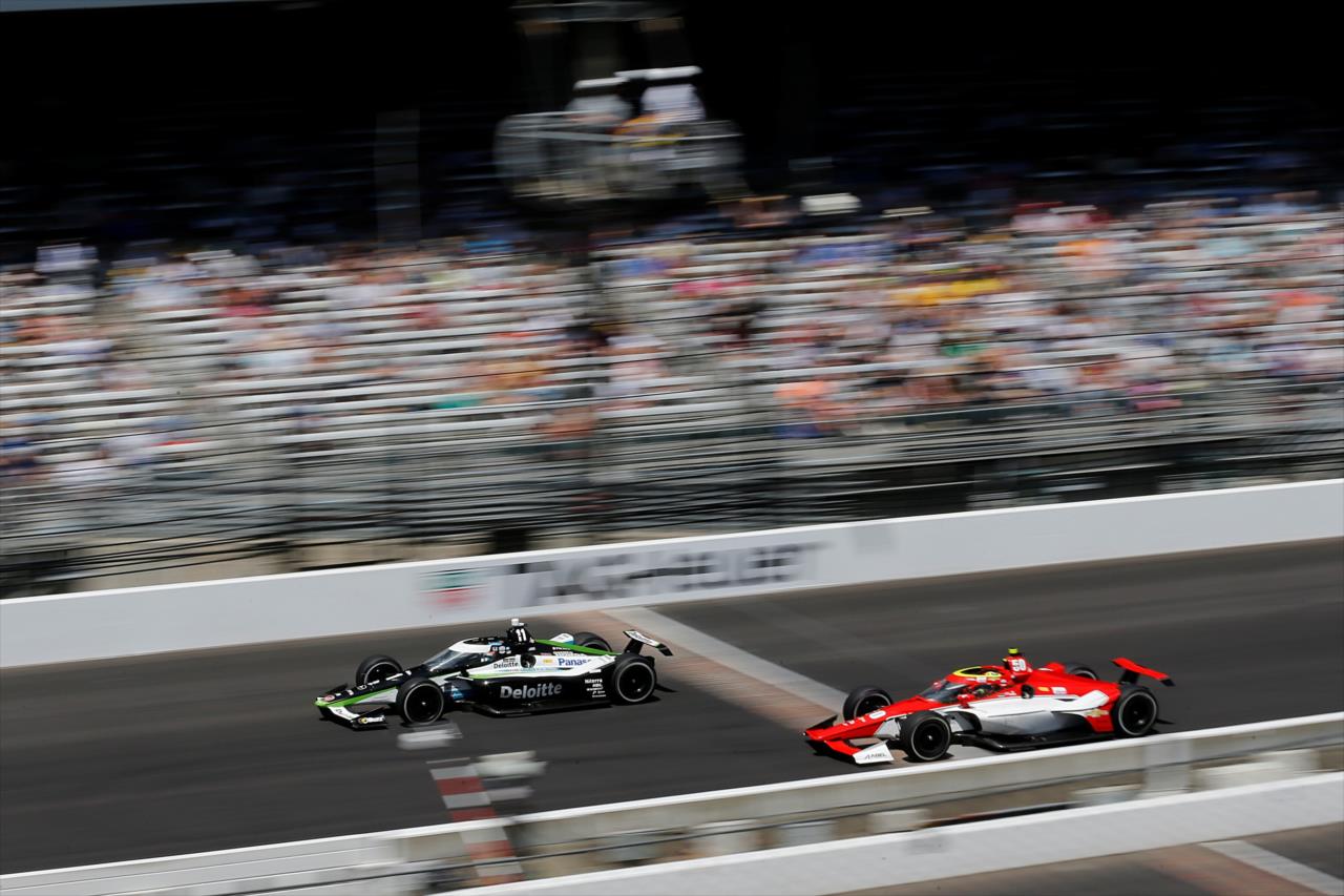 Takuma Sato and Marcus Ericsson - Miller Lite Carb Day - By: Paul Hurley -- Photo by: Paul Hurley